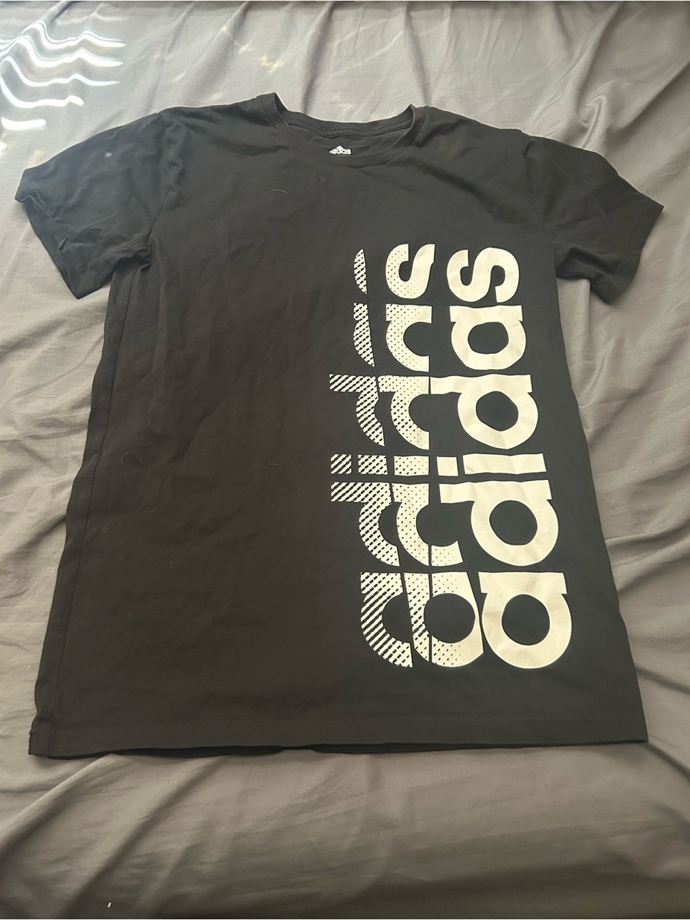 adidas Black Tee with White Logo Print